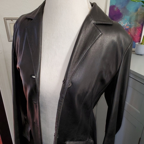Kasper Jackets & Blazers - Kasper Vintage 90s blazer style leather jacket size medium